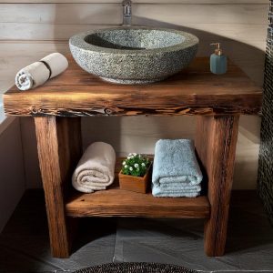 Solid Rustic Bathroom Vanity - Custom Handcrafted Farmhouse Small Live Edge Reclaimed and Barn Wood Vanities - Unique Design- Home Decor