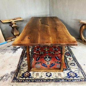 Live Edge Solid Walnut Wood Dining Table, Kitchen Table, Writing Desk, Computer Desk, Natural Walnut Wooden Modern Table