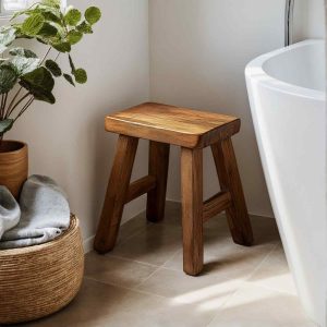 Handmade Rustic Barnwood Stool,Custom Reclaimed Wood Farmhouse Primitive/Vintage Small Step Stool,Entryway Seat Riser Stool for Small Spaces