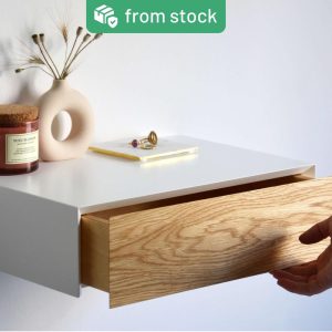 Minimalist floating nightstand with oak drawer | medium size | 2 pcs. (pair)