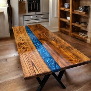 Live Edge Epoxy Dining Table, Handmade Wood Kitchen Table, Rustic Epoxy River Table, Custom Dining Room Furniture, Solid Wood Table
