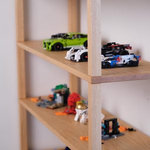 Natural oak wood bookshelf Unique bookcase Kids room bookshelf Office organization Wood display shelf Toy storage Minimalist book shelf