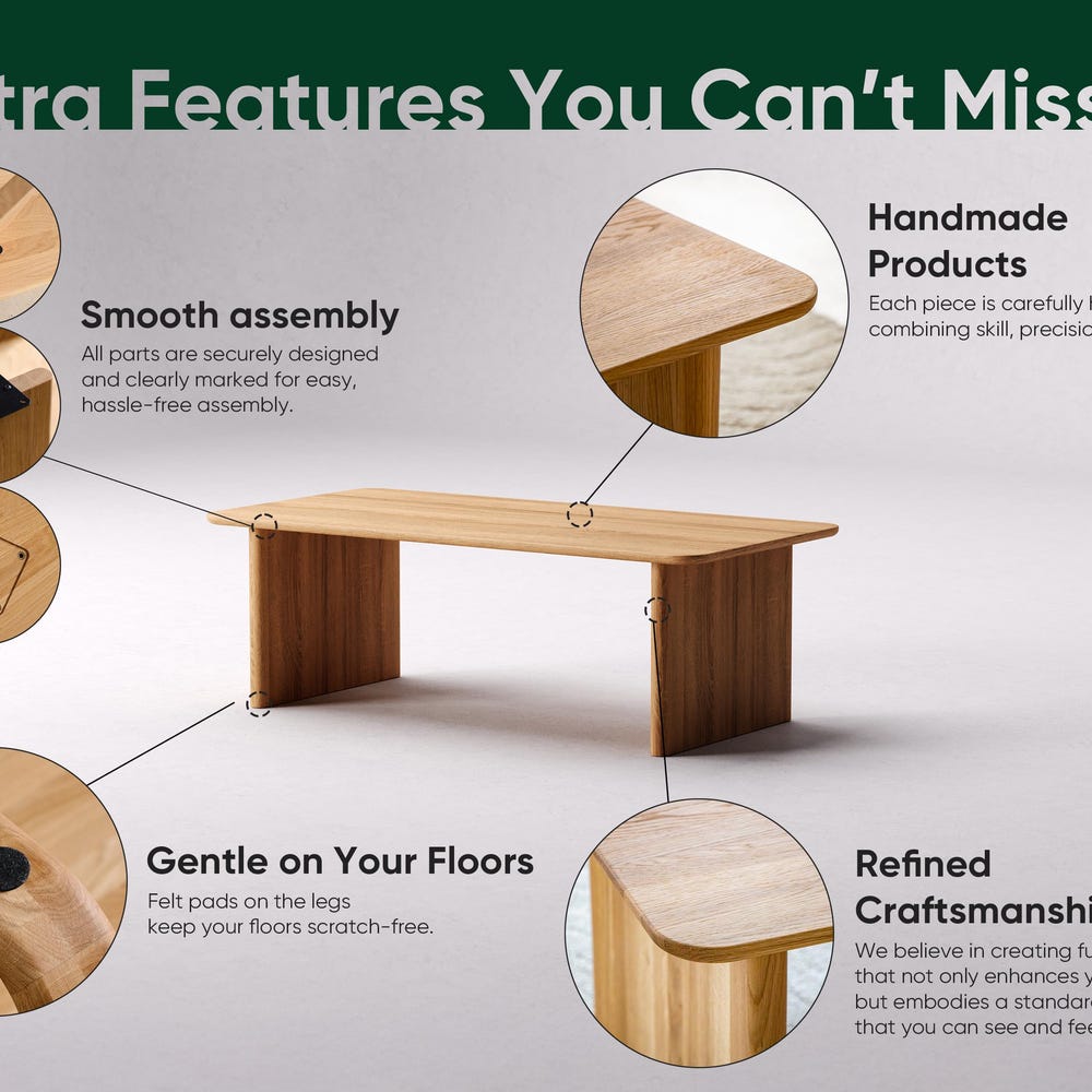 Nesting Coffee Tables - Modern Nesting Tables Set - Solid Oak Coffee Table - Minimalist Coffee Table - Wood Nesting Tables - Image 9