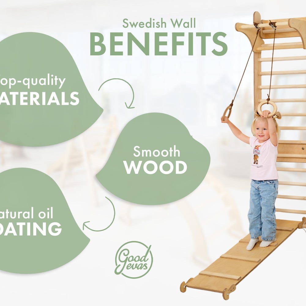 Swedish wall ladder for kids furniture, Toddler gym, Indoor play gym, Kids gym ,Toddler climbing wall, Toddler climbing gym, Sprossenwand - Image 8