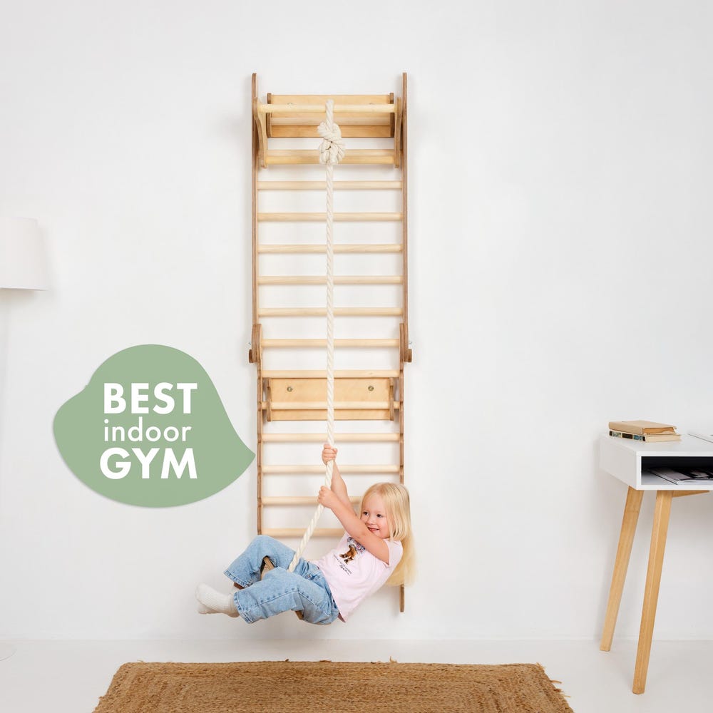 Swedish wall ladder for kids furniture, Toddler gym, Indoor play gym, Kids gym ,Toddler climbing wall, Toddler climbing gym, Sprossenwand - Image 5