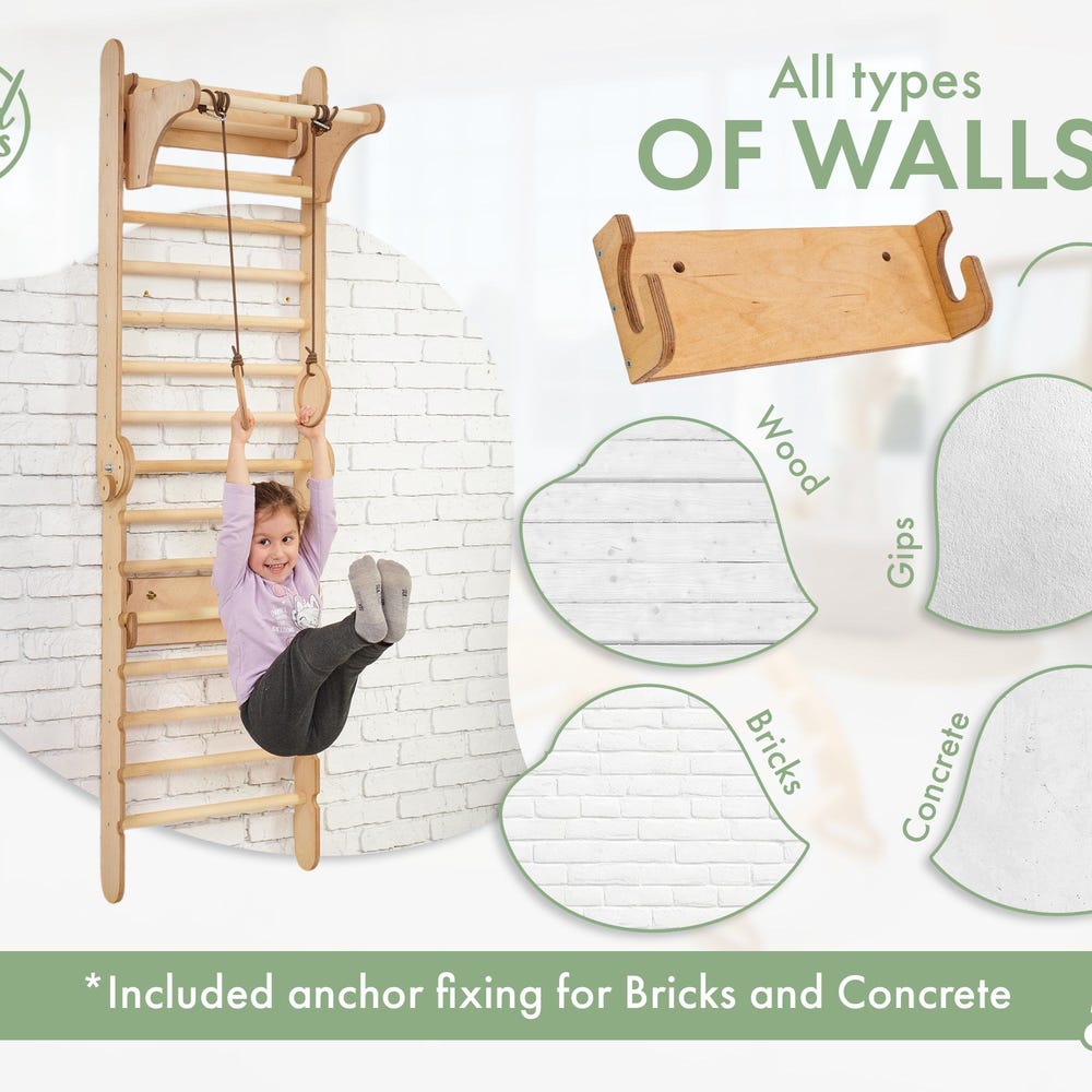 Swedish wall ladder for kids furniture, Toddler gym, Indoor play gym, Kids gym ,Toddler climbing wall, Toddler climbing gym, Sprossenwand - Image 11