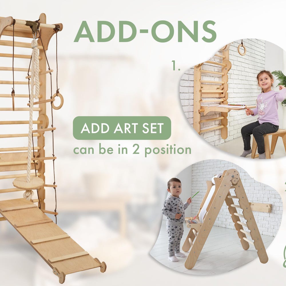 Swedish wall ladder for kids furniture, Toddler gym, Indoor play gym, Kids gym ,Toddler climbing wall, Toddler climbing gym, Sprossenwand - Image 9