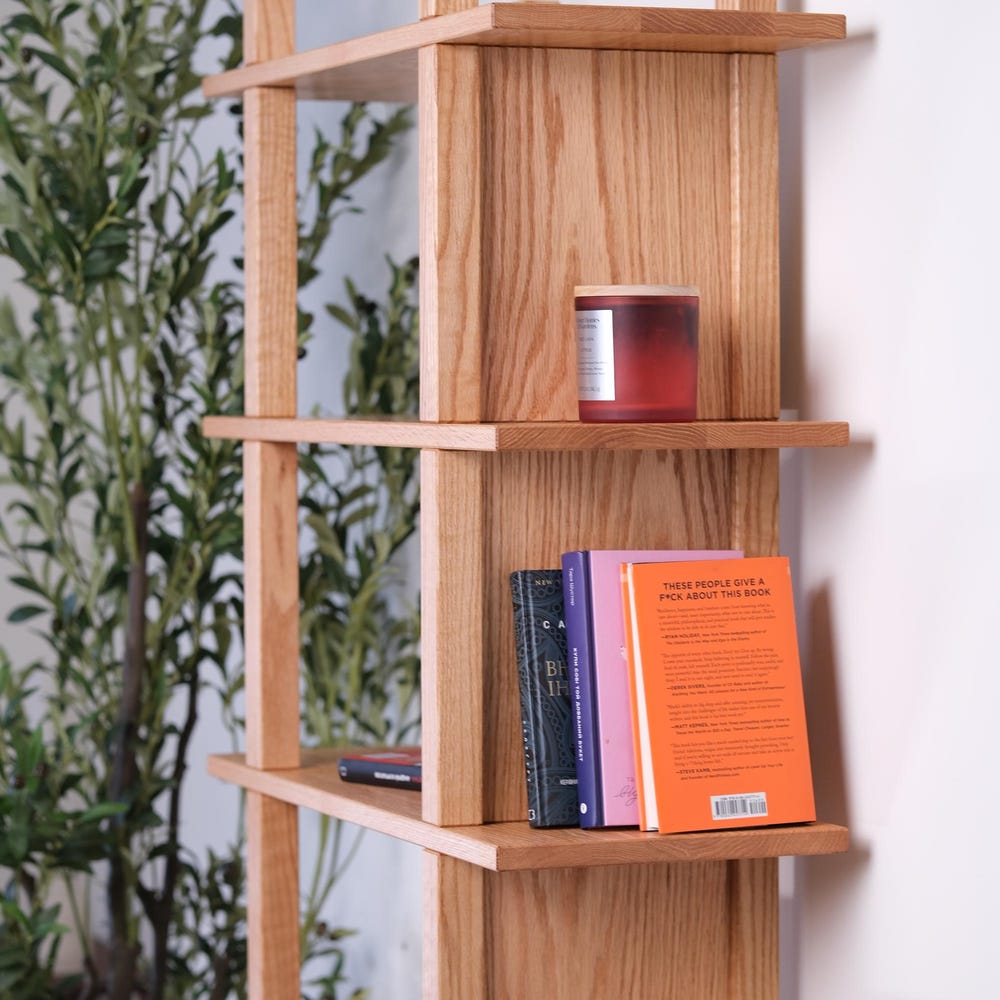 Natural oak bookshelf Unique tools - free bookcase Handmade custom furniture Office living romm bedroom organization Wooden display shelf - Image 4