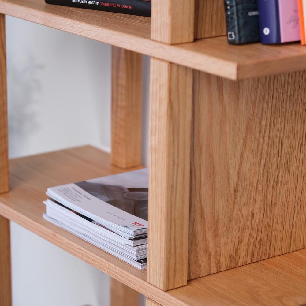 Natural oak bookshelf Unique tools - free bookcase Handmade custom furniture Office living romm bedroom organization Wooden display shelf - Image 5