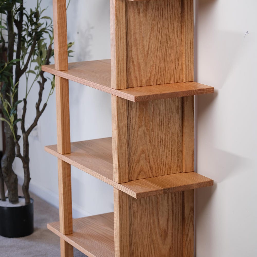 Natural oak bookshelf Unique tools - free bookcase Handmade custom furniture Office living romm bedroom organization Wooden display shelf - Image 3