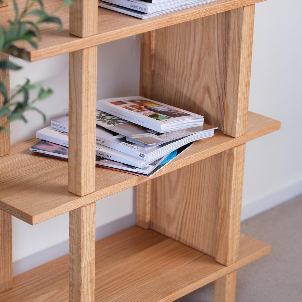 Natural oak bookshelf Unique tools - free bookcase Handmade custom furniture Office living romm bedroom organization Wooden display shelf - Image 7