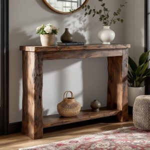 Wooden rustic console table handmade farmhouse dressuar custom size hallway entryway sofa mudroom table farmhouse solid wood foyer dresser