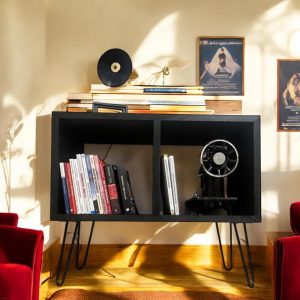 Record Player Stand, Turntable Stand for Living Room, Rustic Wood Record Player Cabinet for Vinyl Storage with Large Record Shelf