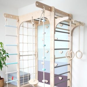 Mark VI Gymnastics Playset: Indoor Climbing Frame with Monkey Bars, Swedish Ladder & Pikler Triangle