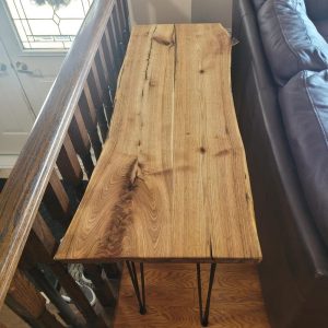 Rustic Rectangular White Walnut Wood Table with Resin Inlay – Handcrafted, 47" x 19"