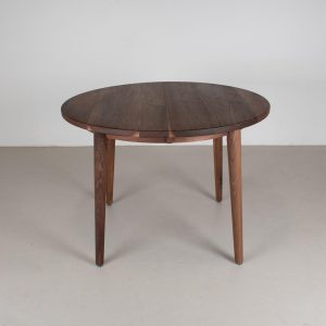 Dining Table Round Extendable, Round Walnut Table with Extension Leaves, Modern Round Walnut Table, Modern Extending Dining Table