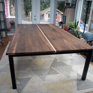 Walnut Ping Pong Table on Steel Base, Black Walnut Table Tennis Table on Steel Base, Sturdy Custom Ping Pong Tables, Wood Ping Pong Table