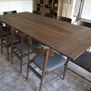 Extendable Wood Dining Table, Blackened Walnut End Extension Table, Walnut Table with Leaves, Wooden Table with Extension, Dark Walnut Table