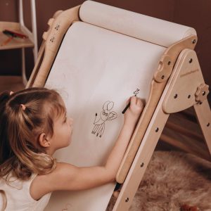 Two-sided Art Board, Kids Desk, Foldable Easel, Chalkboard, Montessori Toddler, Art Supplies
