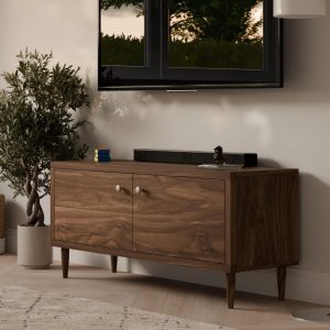 Walnut Media Cabinet w/ Soft-Close Doors