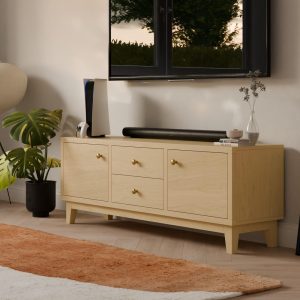 Maple Media Cabinet w/ Soft-Close Drawers and Doors