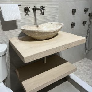 Custom Handmade Rustic Wooden Bathroom Vanity - Farmhouse Style Sink Shelf with Live Edge Reclaimed Handcrafted cabinet Wood Country Style