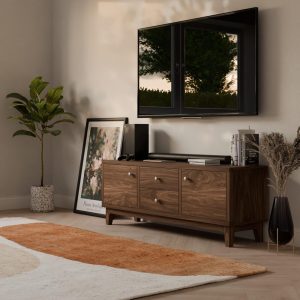 Walnut Media Cabinet w/ Soft-Close Drawers and Doors