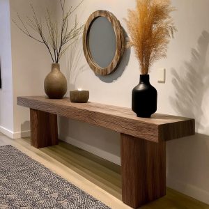 Wooden Rustic Style handmade console table live edge solid wood dresser table hallway sofa entryway farmhouse foyer home decor furniture