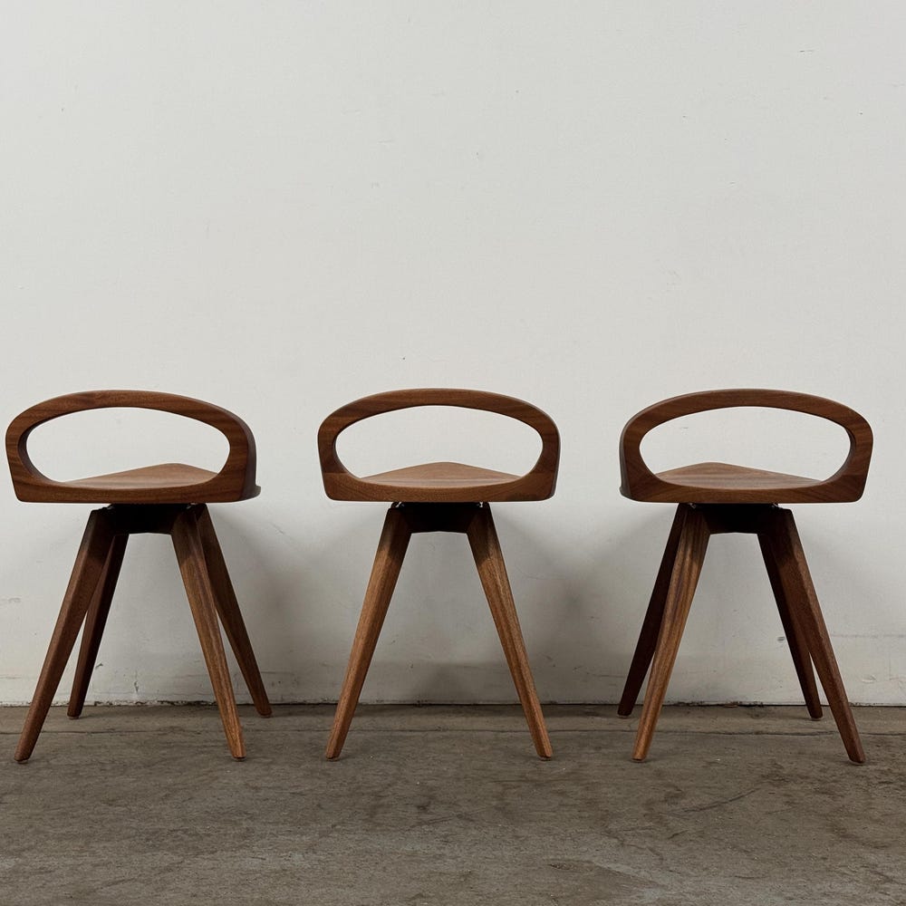 APEX Swiveling Dining Chair | Carved Seat | Mid Century Modern chair | Tractor seat chair | Kitchen Chair | Natural Finish - Image 5