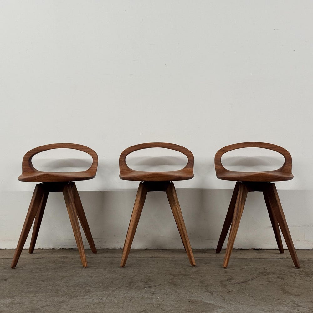 APEX Swiveling Dining Chair | Carved Seat | Mid Century Modern chair | Tractor seat chair | Kitchen Chair | Natural Finish - Image 4