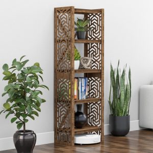 Small Bookshelf, Narrow Bookcase, Book Shelf, Wooden Bookshelves (19.5"w 12"d) Hexagonica
