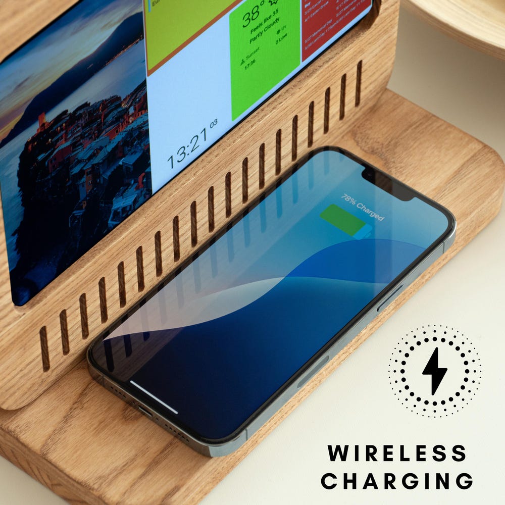 Smart Wooden Display | Crypto & Stock Tracker | DAKBoard Dashboard | Wireless Charging | Handmade Ash Wood | 10" Screen - Image 10
