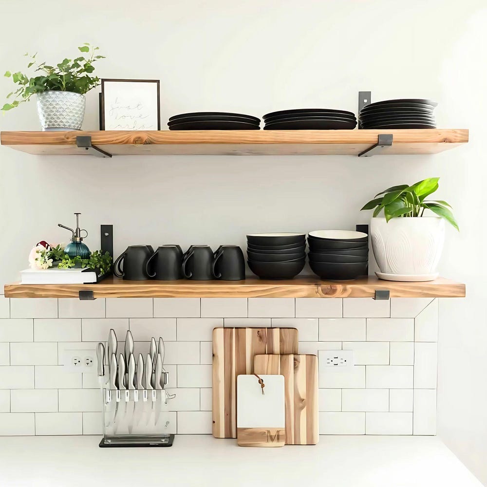 SET OF TWO Floating Wood Shelves – Premium Rustic Shelving with Industrial Brackets – Handmade by CraftsmanSmith –Ships in 48 Hours or Less! - Image 4