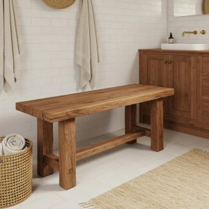 Rustic Reclaimed Wood Bathroom Bench, Farmhouse Solid Wood Bathroom Bench, Handmade Table Hallway Shoe Rack Bench/Seating,Garden Plant Bench