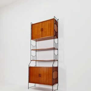 String shelf system, bookcase with cabinet teak by WHB Germany, 1950s