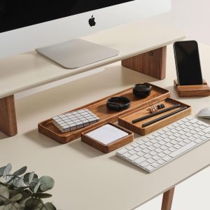 Personalized Wooden Desk Organizer Set with Notes Tray – Handmade Office Gift for Mom, Teacher, Boss or Coworker Decor