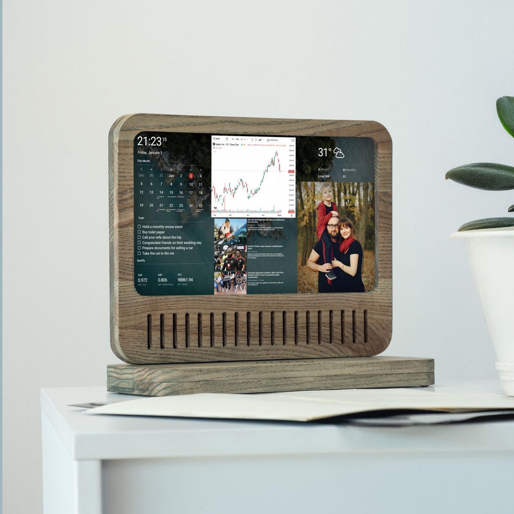 Smart Wooden Display | Crypto & Stock Tracker | DAKBoard Dashboard | Wireless Charging | Handmade Ash Wood | 10" Screen - Image 4