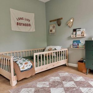 Luca Montessori Floor Bed with Rails - Toddler Size, Twin Size or Full Size