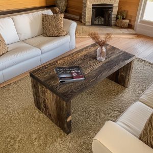 Rustic Handmade Coffee Table - Dark Brown Rectangular Table - Farmhouse Living Room Decor - Mother’s Day Gift