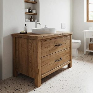 Reclaimed Wood Rustic Bathroom Vanity with Drawers Handmade Farmhouse Double Sink Vanity with Drawers for Rustic Bathrooms, Bathroom Cabinet