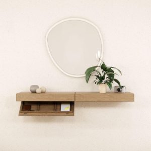 Chestnut Color Wood Floating Shelf with Hidden Compartment