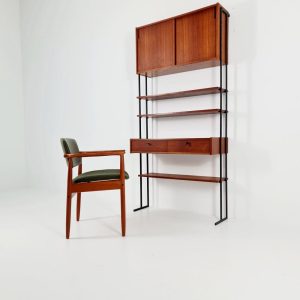 String shelf system, bookcase with cabinet teak Germany, 1950s