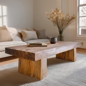 Wooden Rustic  handmade wooden coffee table live edge solid wood trestle farmhouse home decor furniture handcrafted rectangular end table