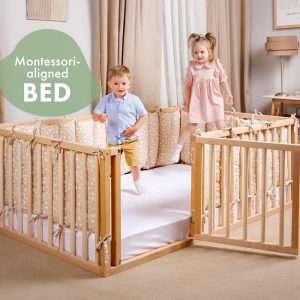Toddler Play Bed with Safety Features, Montessori Floor Bed, Toddler Playpen, Kids furniture, Nursery Bed, Baby play pen, Baby gate