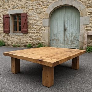 Rustic Square Coffee Table for Living Room, Handmade Reclaimed Wood, Barnwood Coffee Table, Wabi-Sabi Rustic Natural Finish, Gift for Wife