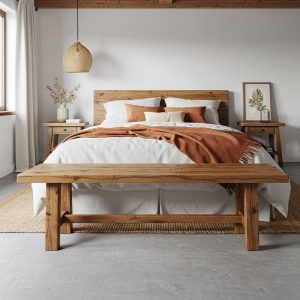 Rustic Bed Bench, Reclaimed Wood Farmhouse End of Bed Bench, Personalized Bedroom Decor, Chesnut Wood End of Bed Storage Bench, Shoe Rack