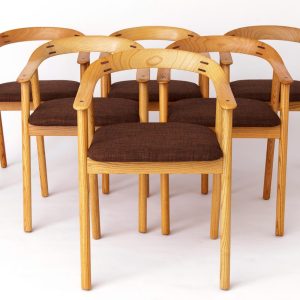 Set of 6 Vintage Oak Dining Chairs – Likely Danish, 1970s – Refurbished & Reupholstered