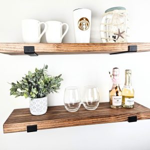 REAL Wood Shelves – Set of 2 – Smooth Rustic Shelving with Premium Metal Brackets