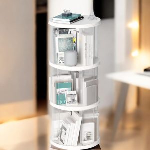 360 Rotating 3-Tier Bookshelf – Space-Saving & Stylish