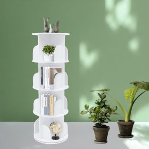 360  Rotating 4-Tier Bookshelf – Nordic-Style Freestanding Storage